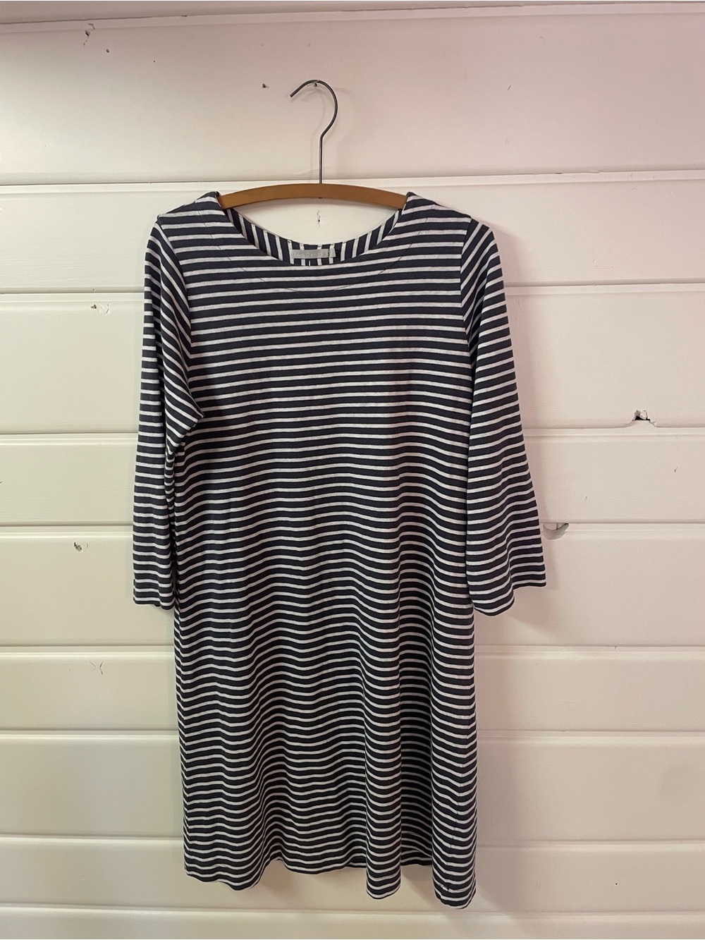 Two Danes Striped Navy and White Knit Midi Dress